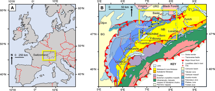 Simplified geological map of the area around the Bay of Fundy and