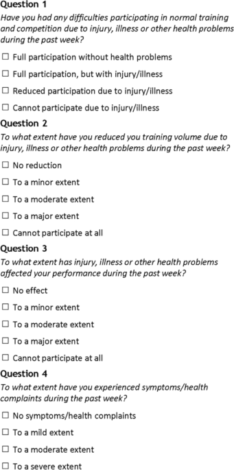 Methodological implications of adapting and applying a web-based  questionnaire on health problems to adolescent football players | BMC  Medical Research Methodology | Full Text