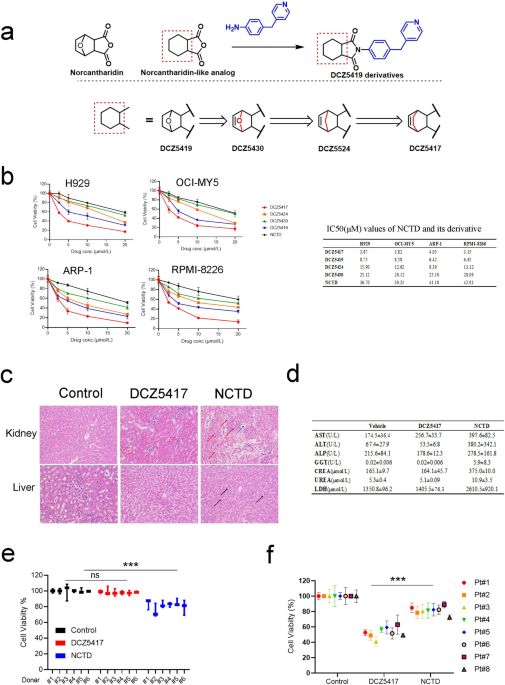 The novel norcantharidin derivative DCZ5417 suppresses multiple