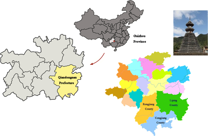 Rainfall situation: (a) Rain warning map of Rongjiang County the day