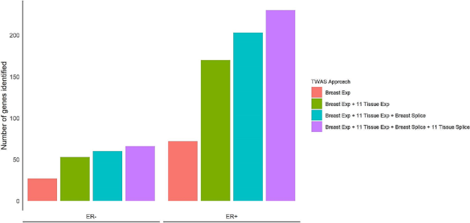 Expression- and splicing-based multi-tissue transcriptome-wide association  studies identified multiple genes for breast cancer by estrogen-receptor  status, Breast Cancer Research