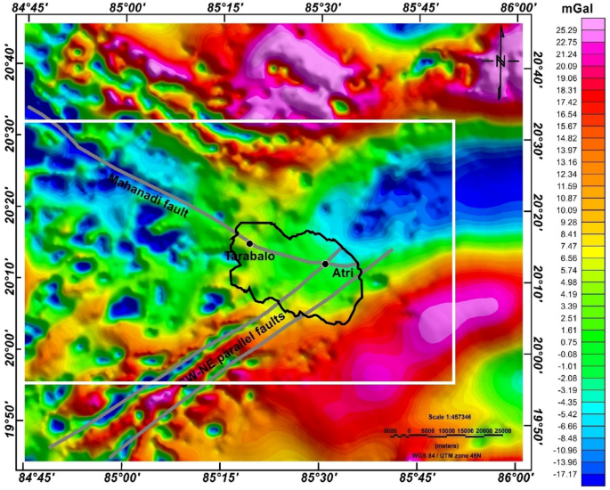 Bouguer Gravity Anomaly contour map based on the present gravity