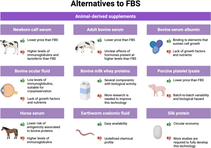 Alternatives for fetal bovine serum (FBS) and sustainability of milk  derivatives in cell culture | Biological Research | Springer Nature Link