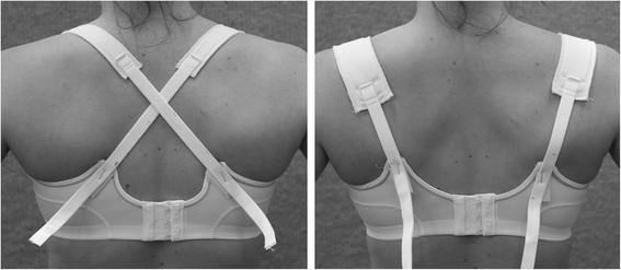 Bra strap orientations and designs to minimise bra strap