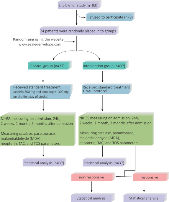 Investigation of the effect of N-acetylcysteine on serum levels of  oxidative inflammatory biomarkers in patients with stroke | Beni-Suef  University Journal of Basic and Applied Sciences