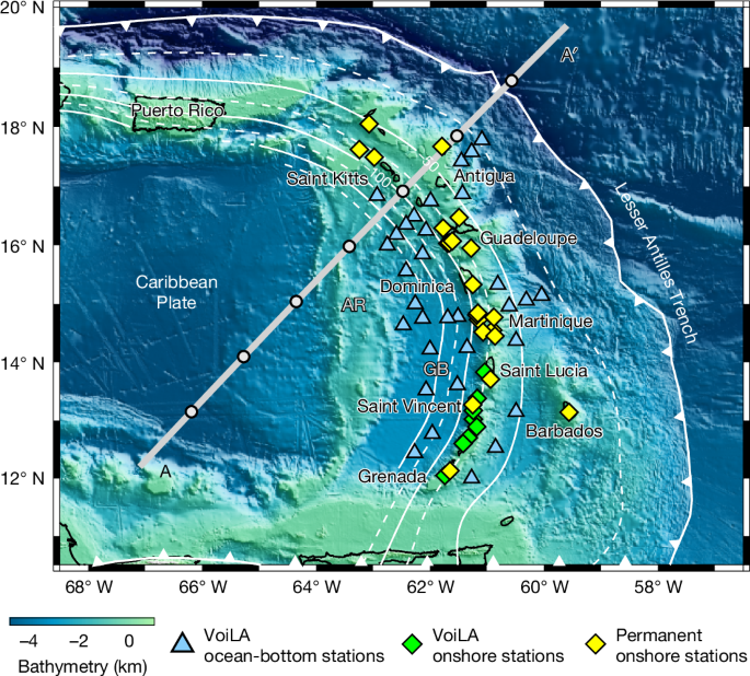 Seismic imaging of a basaltic Lesser Antilles slab from ancient tectonics