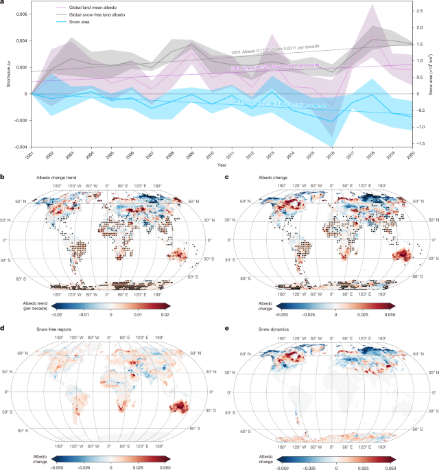 Radiative forcing reduced by early twenty-first century increase in land albedo