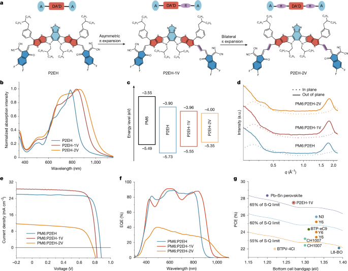 Efficient near-infrared harvesting in perovskite–organic tandem solar cells