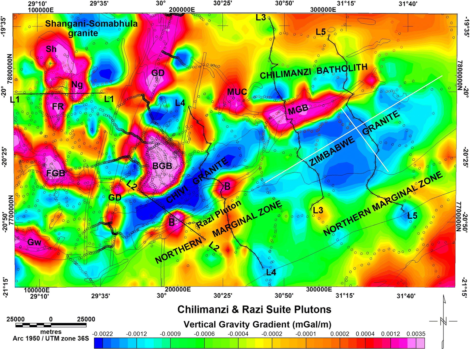 Configuration Of Late Archaean Chilimanzi And Razi Suites Of