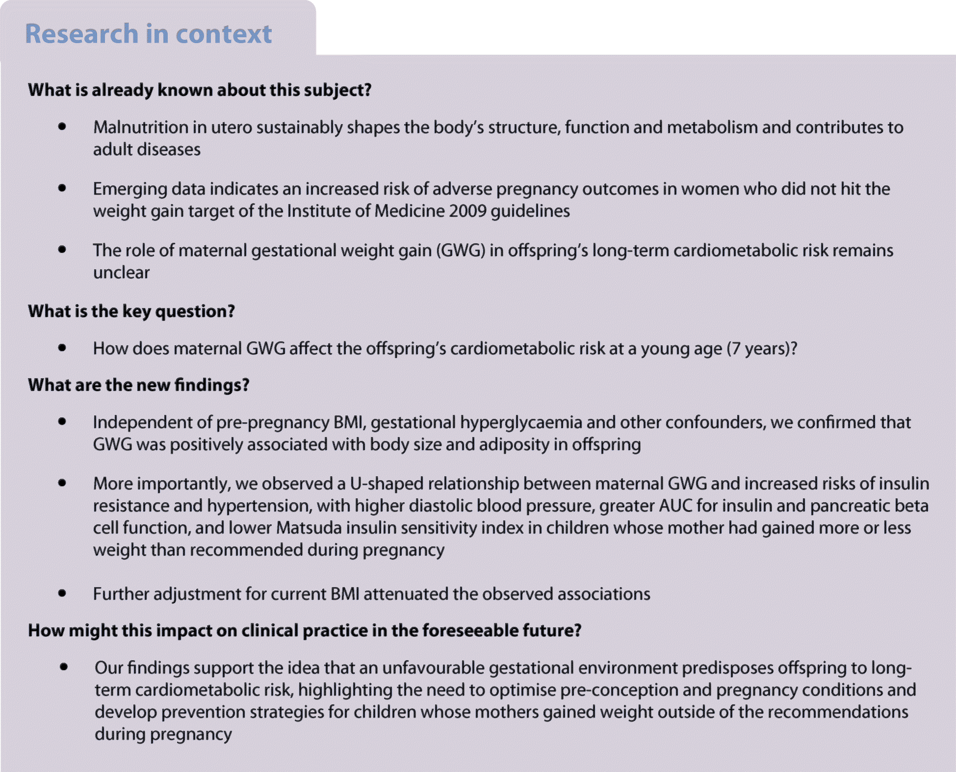 The Impact Of Maternal Gestational Weight Gain On Cardiometabolic