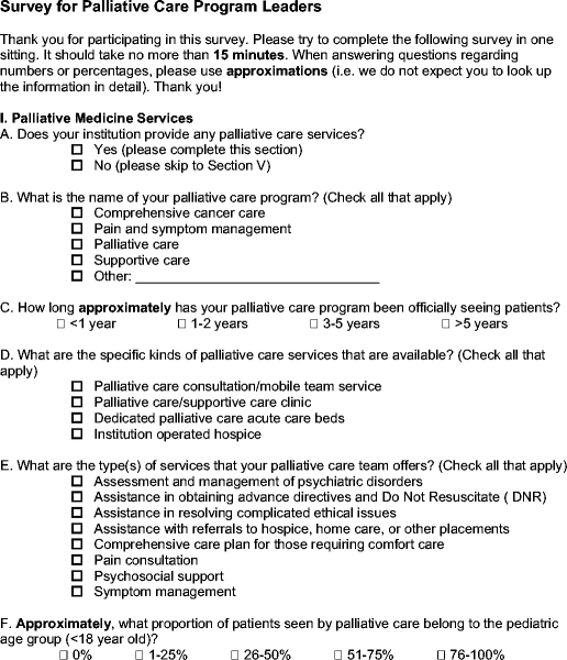Mascc Esmo Eapc Survey Of Palliative Programs Springerlink - open image in new window