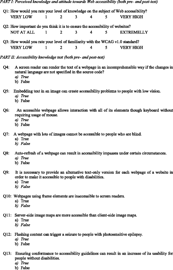 Learning about web accessibility A project based toolmediated