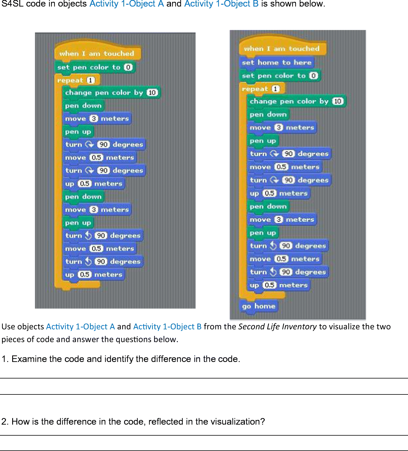 Second Life As A Learning Environment For Computer Programming - activity 1