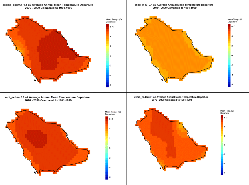 Analysis of projected temperature changes over Saudi Arabia in the twentyfirst century