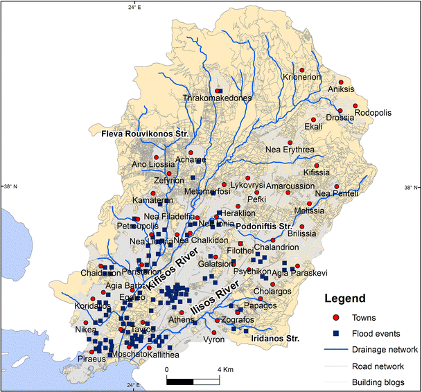 Urban flood hazard assessment in the basin of Athens Metropolitan city