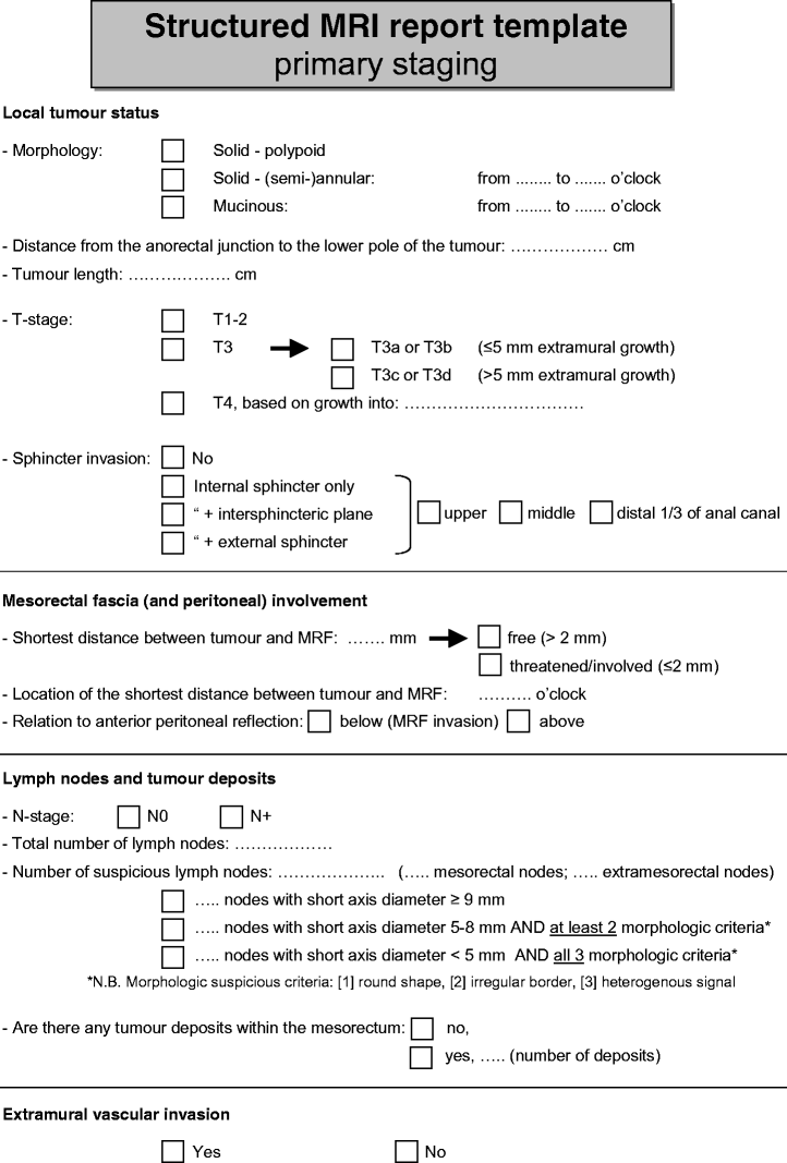 resonance imaging for clinical management of rectal cancer