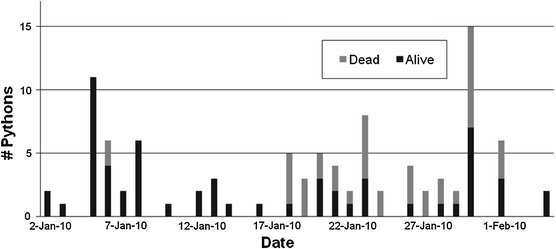 Cold-induced mortality of invasive Burmese pythons in south Florida ...