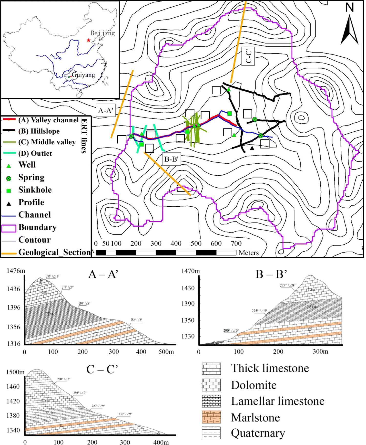 Characterization of karst structures using quasi3D electrical