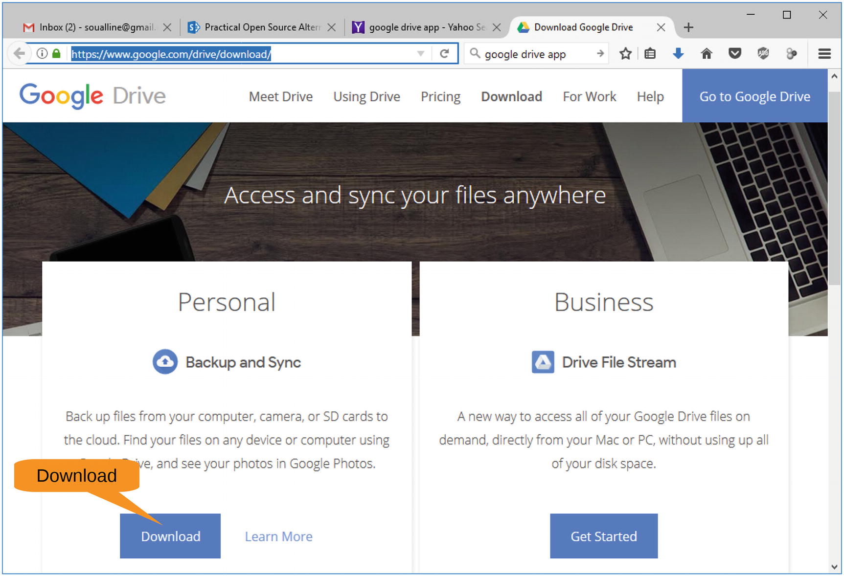 download google backup and sync for windows 10