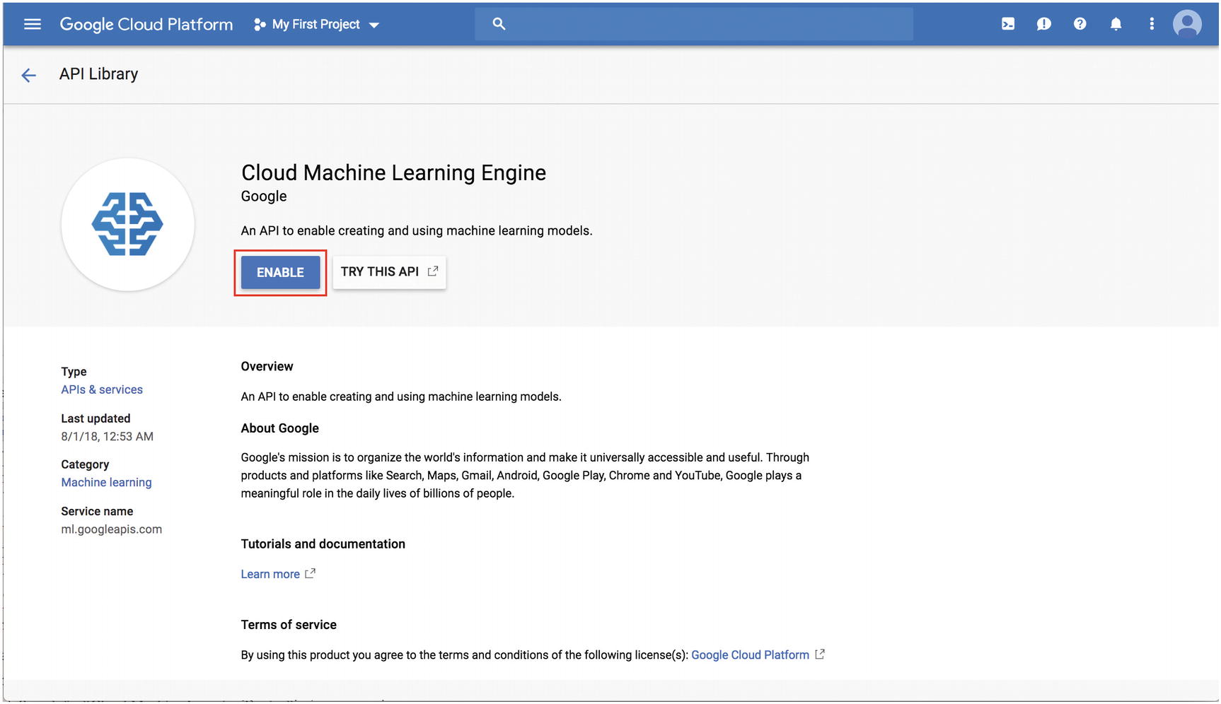 gcp machine learning engine
