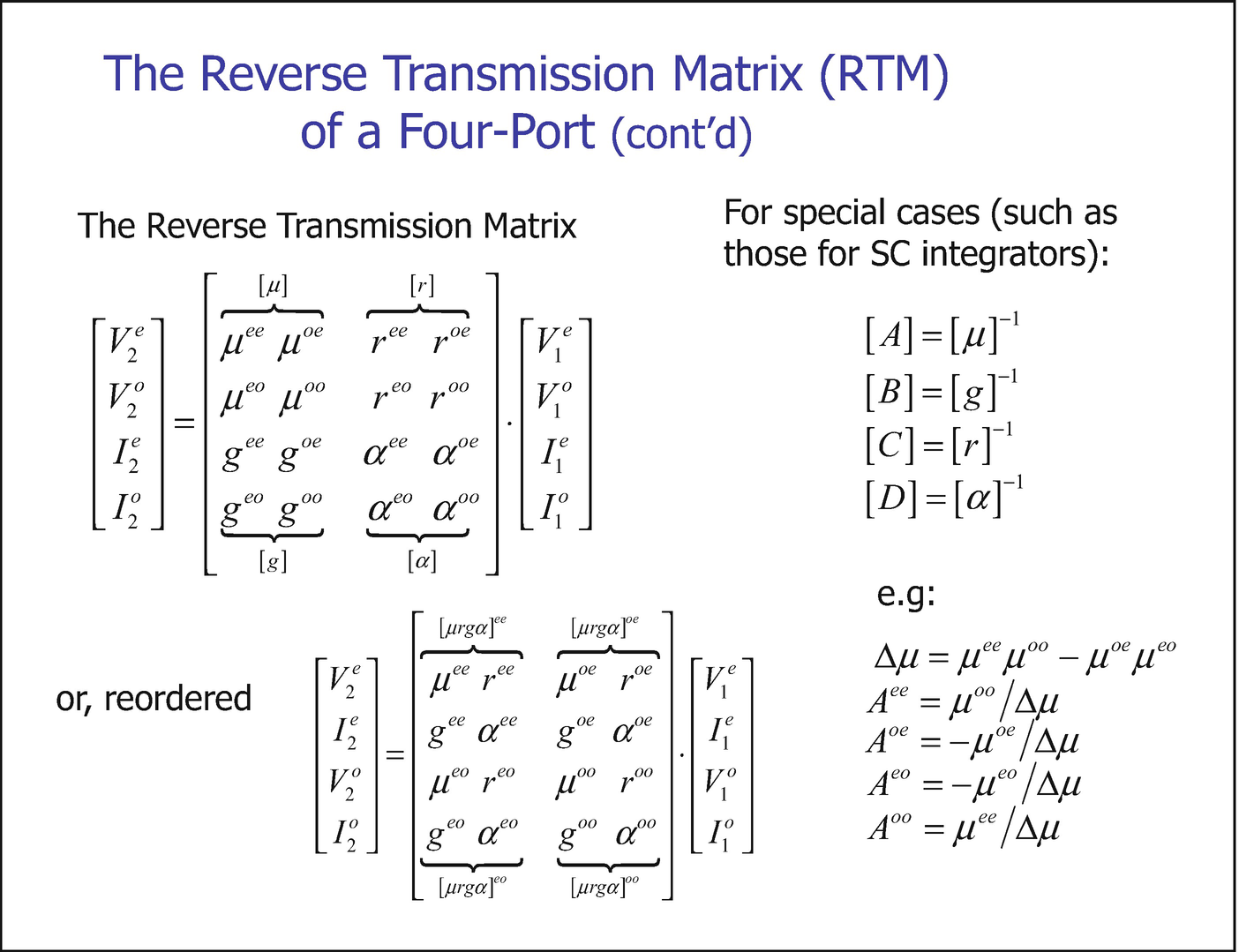 The Transmission Matrix Of Sc Networks And Its Signal Flow Graph Springerlink