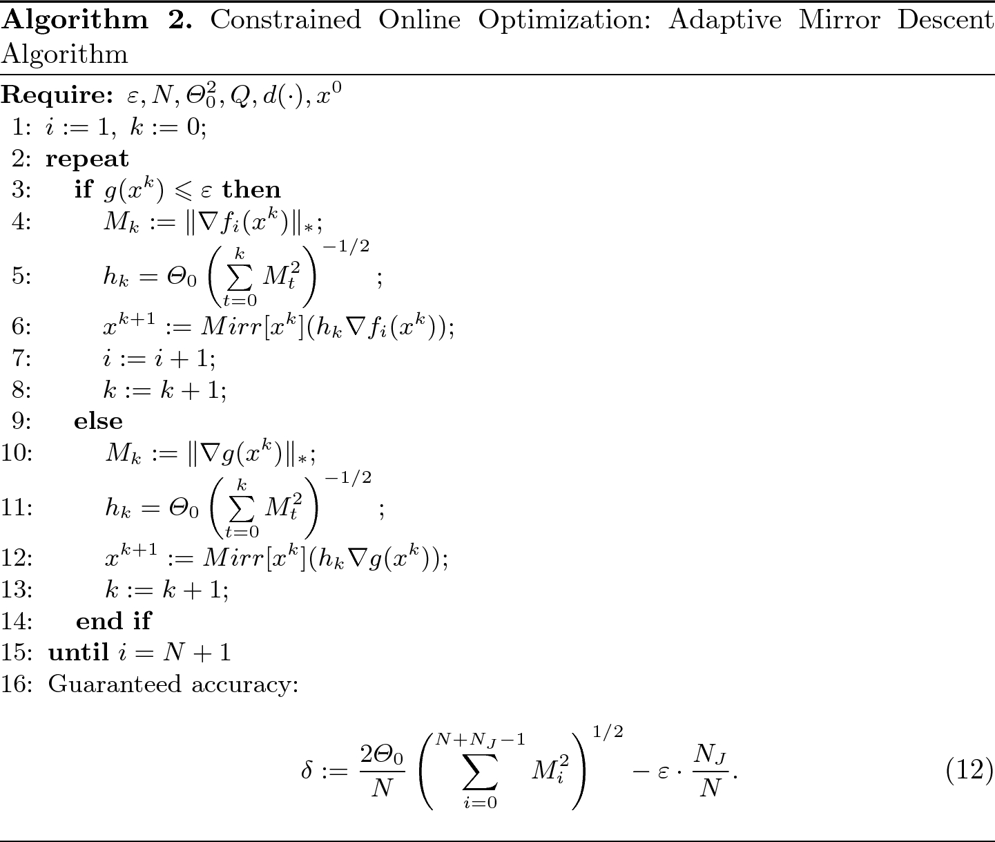 Mirror Descent And Constrained Online Optimization Problems Springerlink