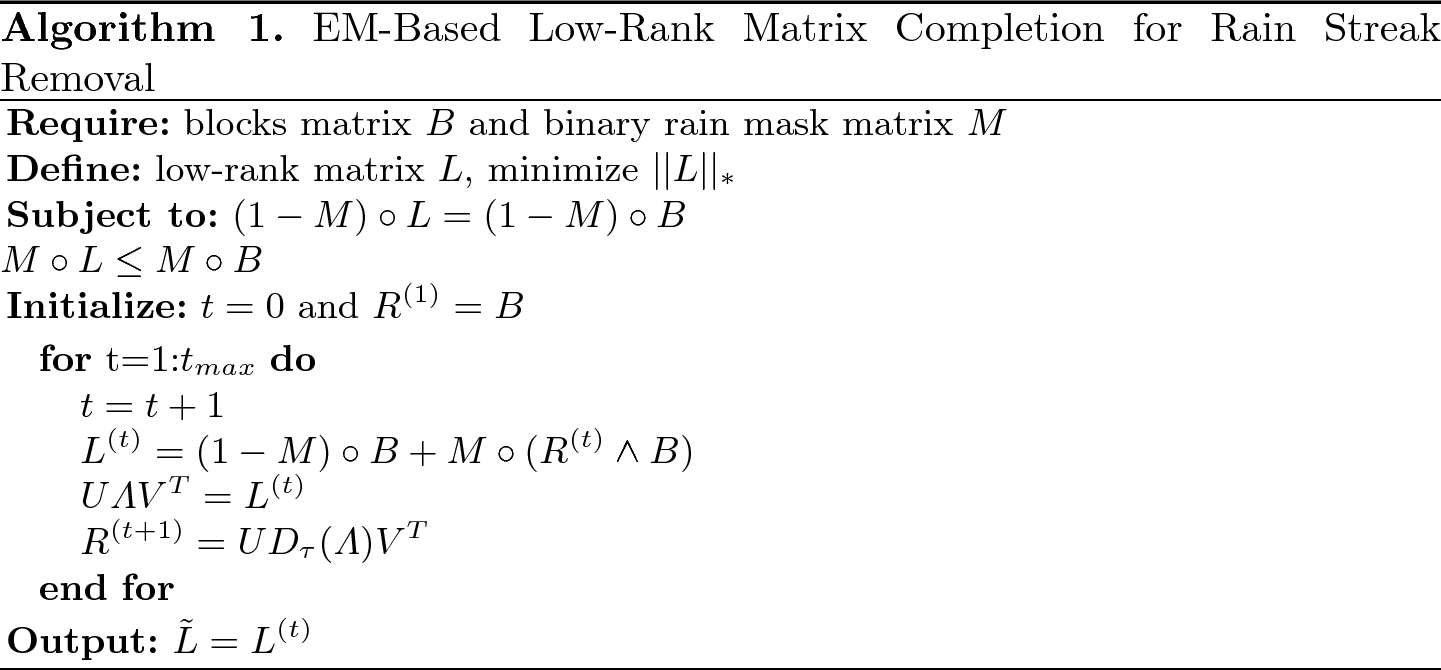 Using Motion Compensation And Matrix Completion Algorithm To Remove Rain Streaks And Snow For Video Sequences Springerlink