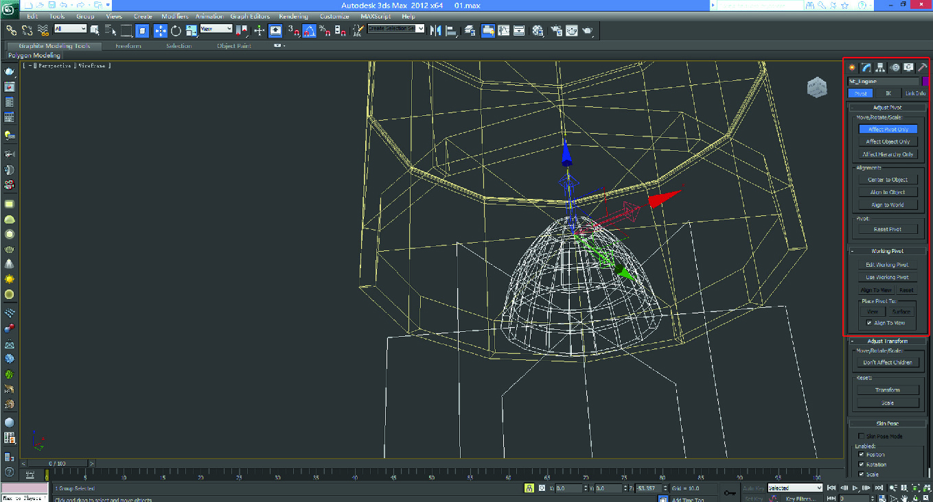 3ds max 8 sided cylinder align to side