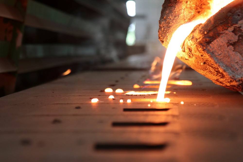 Liquid Metal is Poured into a Mold.