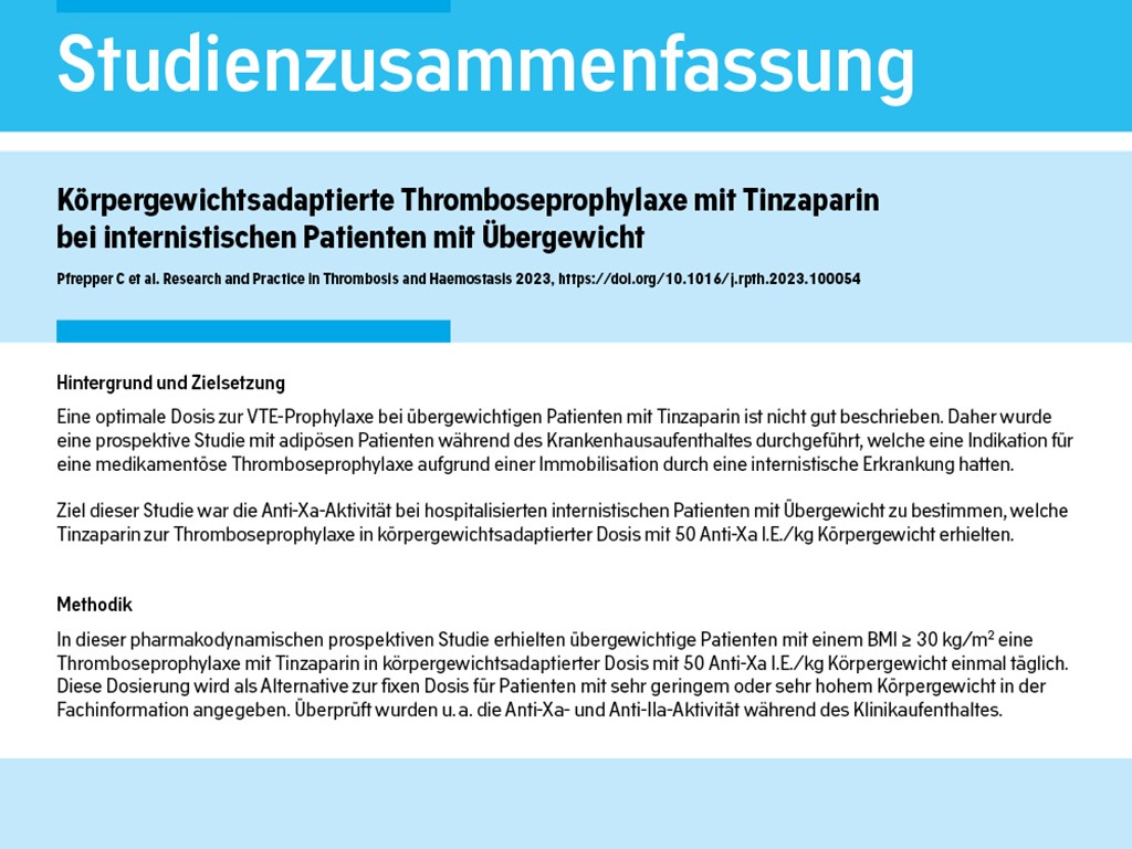 Aktuelle Studiendaten zur Dosierung von NMH bei Übergewicht