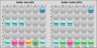Buffer tray layout for solution vials