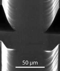 SEM image of the microchannel fabricated according to the wet etching protocol.