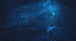 artistic image of neurons in blue