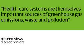 A new Comment article discusses the environmental effects of health care