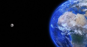 Picture of Earth with the Moon in the background