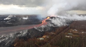 lava flowing from a mountain 