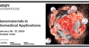 Logo for the conference showing cells and nanoparticles. Date Feb 26 - 27, 2024. Manipal, India.