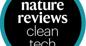 Circular icon with 'nature reviews clean tech' written within the circle.