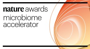 nature awards microbiome accelerator logo over an orange swirl