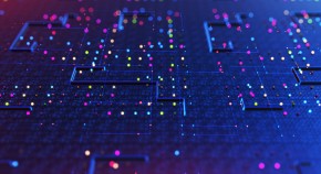 Artistic rendering of a close up on a computer board