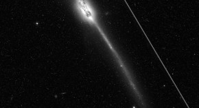 Orange sky behind an observatory