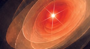 A six-pointed star shines from a nest of overlapping flesh-coloured ellipses, set against a dark starry background.