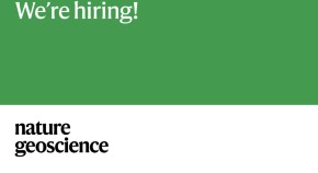 The announcement that Nature Geoscience is hiring sits on a bright green background. 