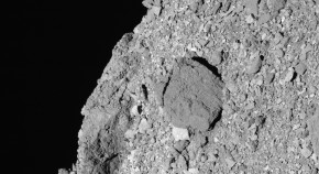 Image shows the boulder-strewn surface of the asteroid Bennu, as imaged by NASA’s OSIRIS-REx spacecraft.