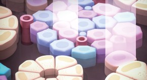 Artistic representation of a protein gel with the bands showcased in bright colours.