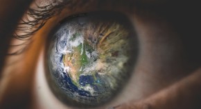 Graphic image of an eye with the globe in the centre