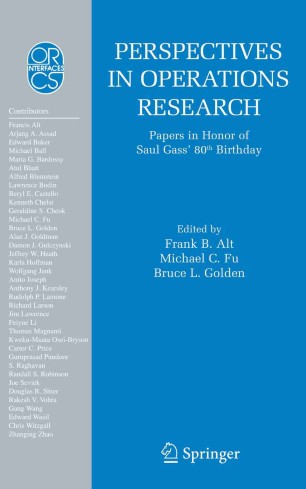 Perspectives In Operations Research Springerlink