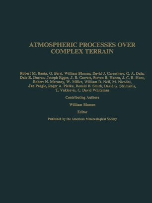 Atmospheric Processes Over Complex Terrain Springerlink