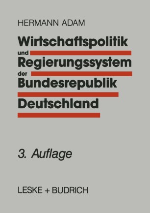 Wirtschaftspolitik Und Regierungssystem Der Bundesrepublik Deutschland Springerlink