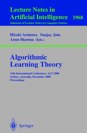Algorithmic Learning Theory Springerlink